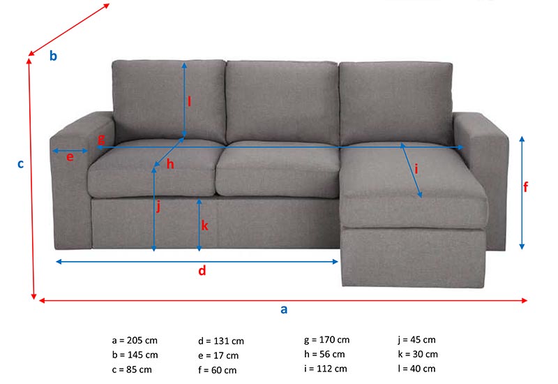 dimensions canapé d'angle JULES maisons du monde