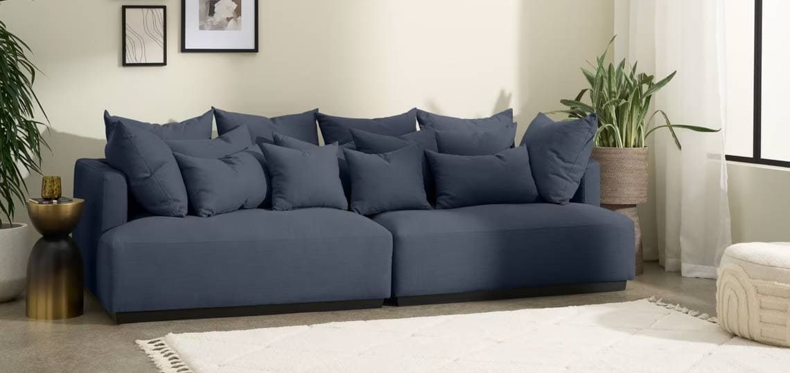 Canapé lin bleu - Touslescanapes.com
